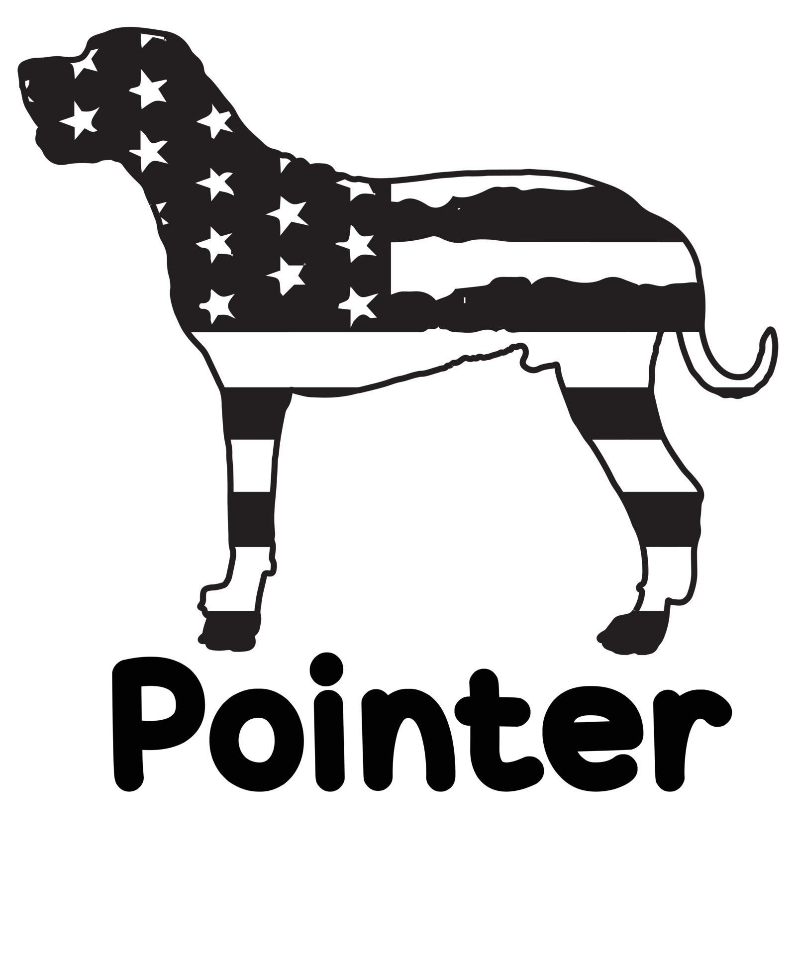 Pointer dog with American flag T-shirt design template 21975695 Vector