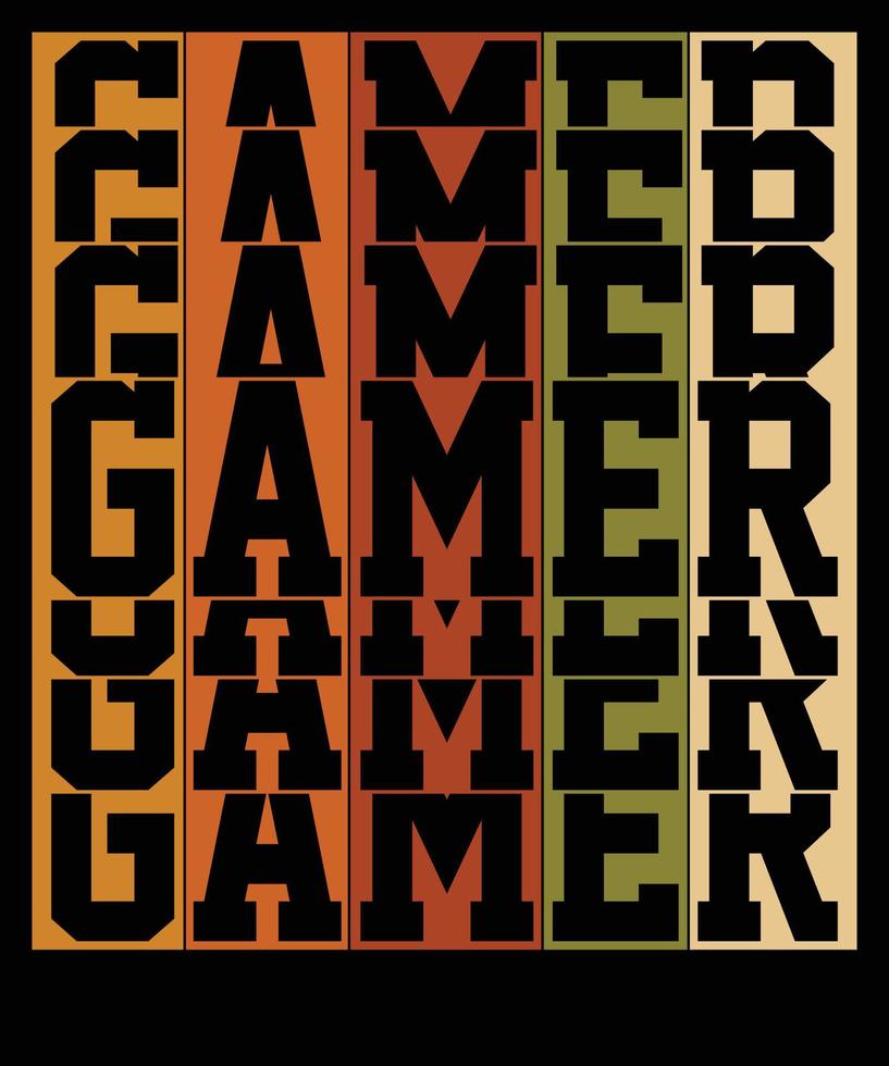 Gamer typography vintage T-shirt design vector