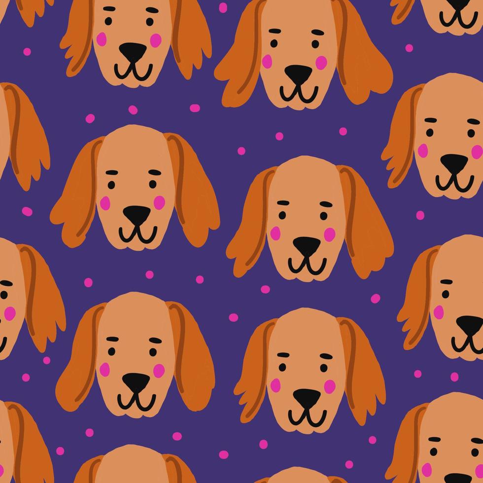 Vector seamless pattern with redfox labrador. Dog pattern. Vector illustration