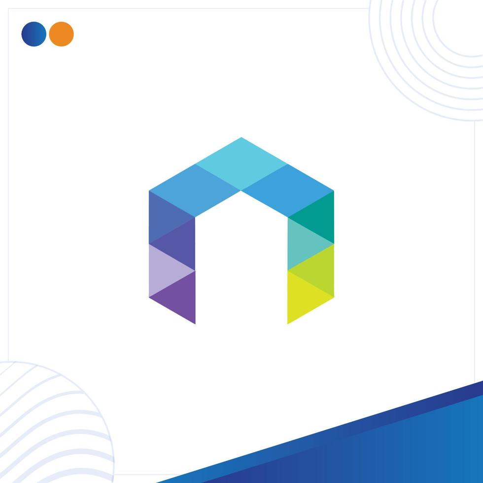 letter n or A Polygone Hexagon Logo  Modern Creative Minimal Style Vector Design