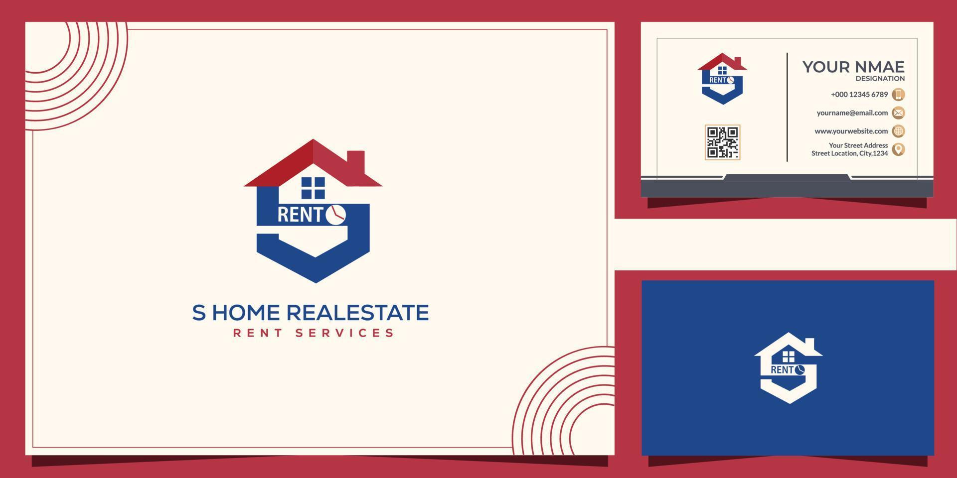 S  SA home rent services Logo with premium business cards vector