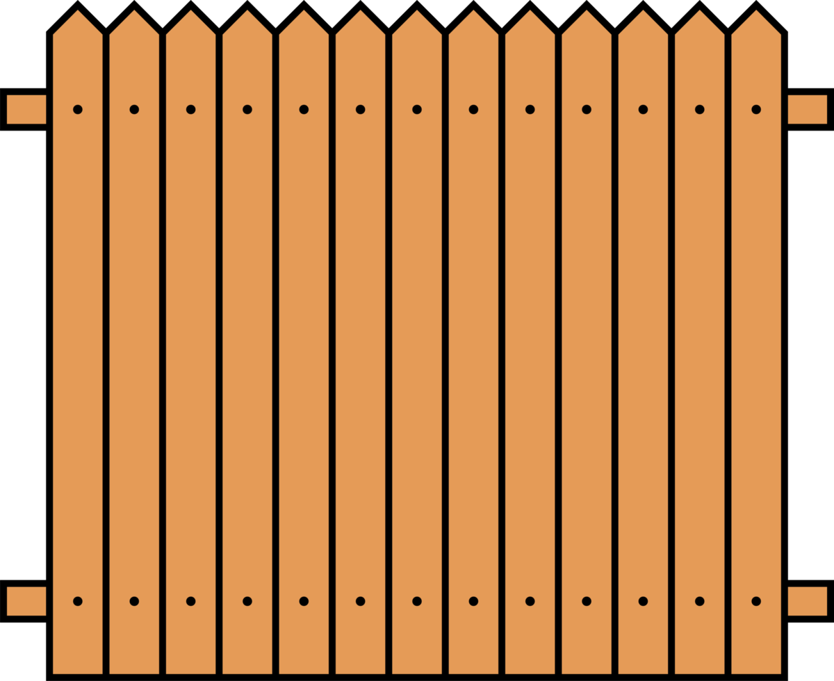 färgad översikt staket i platt stil png