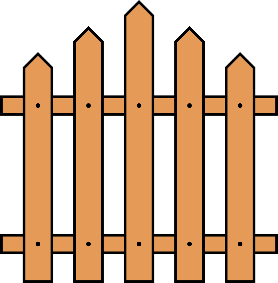 färgad översikt staket i platt stil png