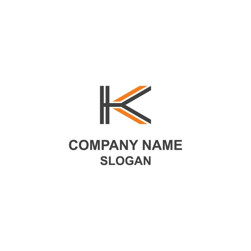 K initial uppercase letters, modern black and orange unique logo. vector