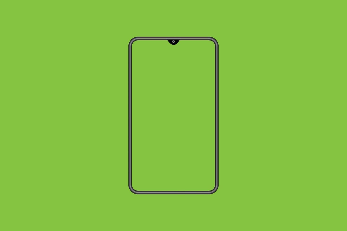 Mobile phone with blank green screen isolated on green background. vector