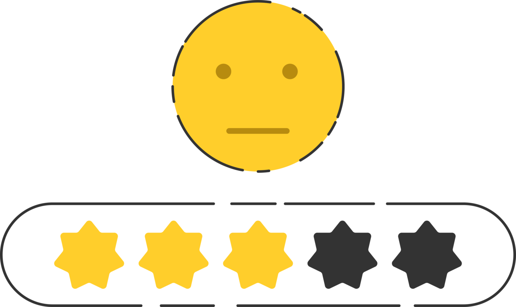 Emoji feedback icon with stars rating. png