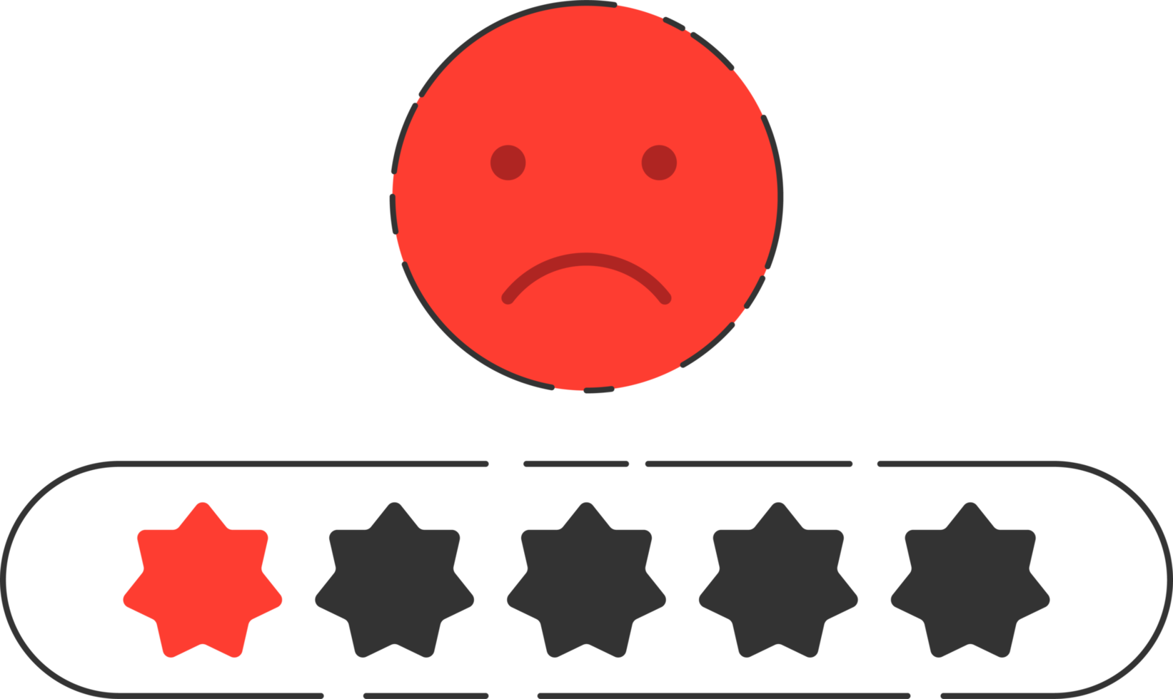 Emoji feedback icon with stars rating. png