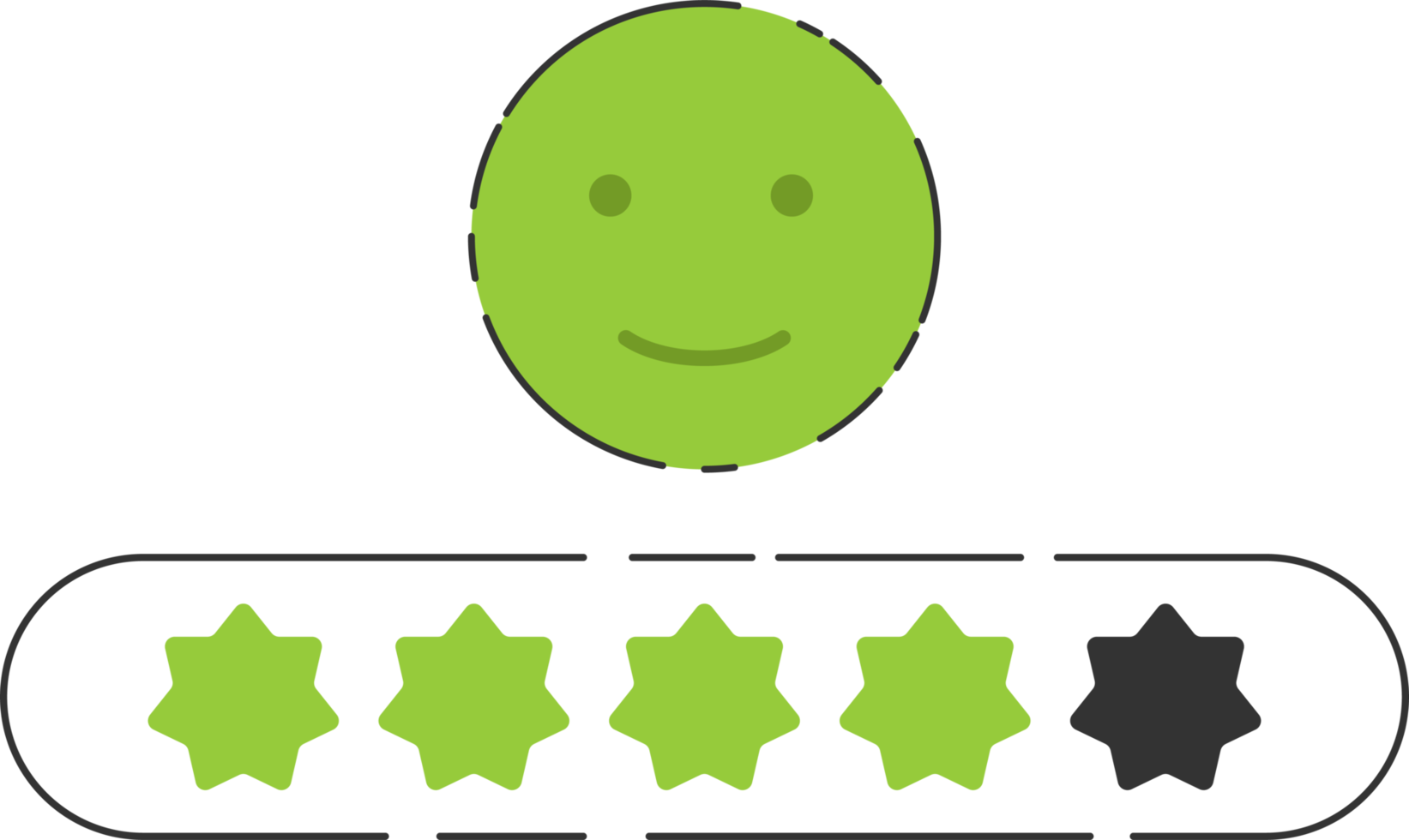 Emoji feedback icon with stars rating. png