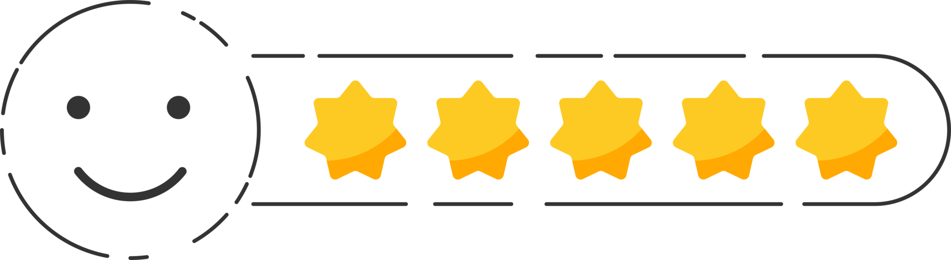 Emoji feedback icon with stars rating. png