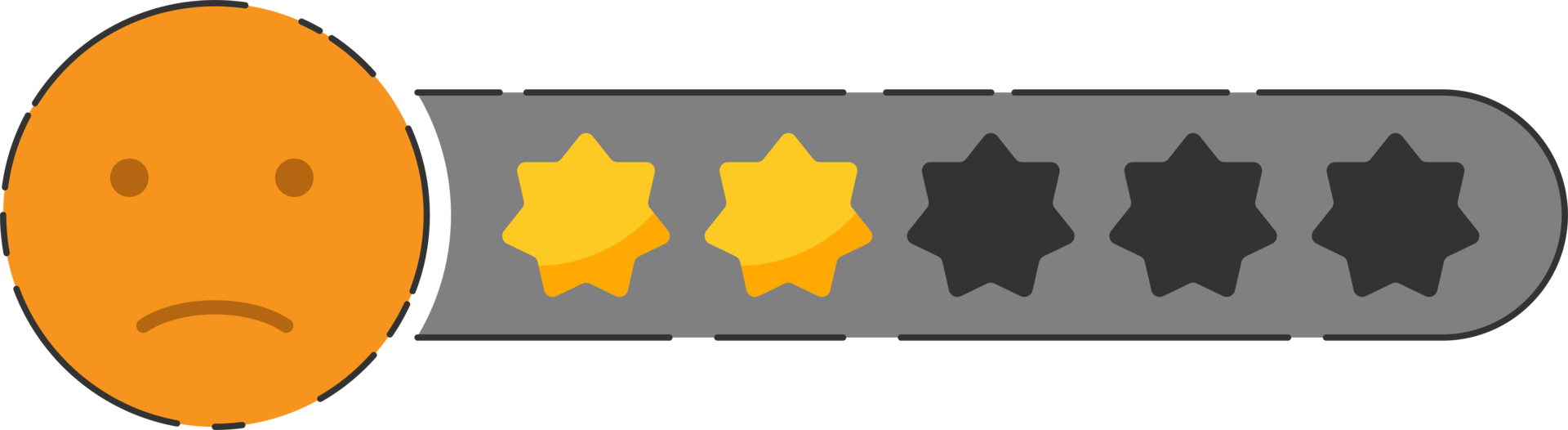 Emoji feedback icon with stars rating. png