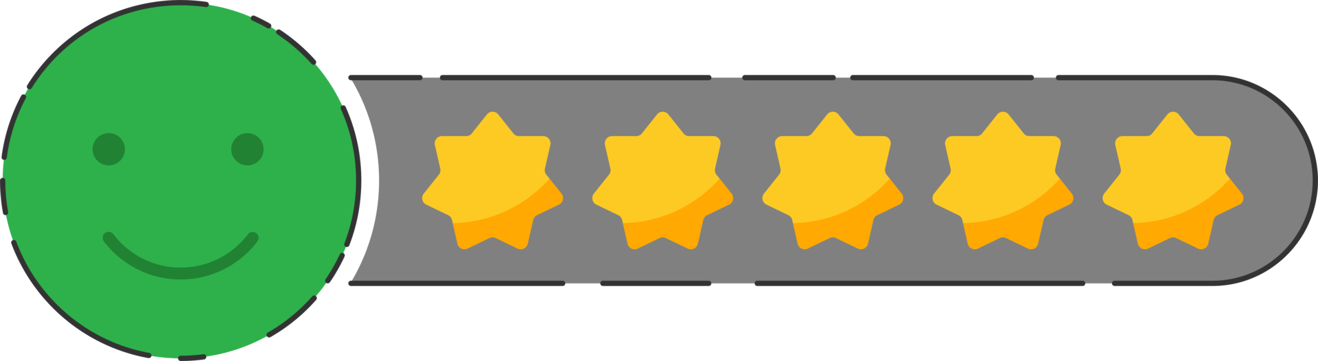 Emoji feedback icon with stars rating. png