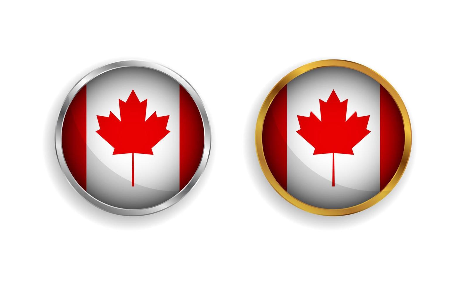 canada flag badge silver and gold frame logo vector illustration.