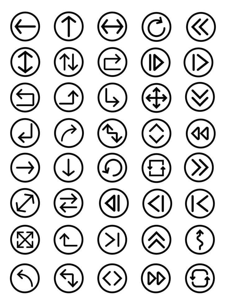 Set of arrow line icons, Set of arrows collection in black color for website design, Design elements for your projects. Vector illustration