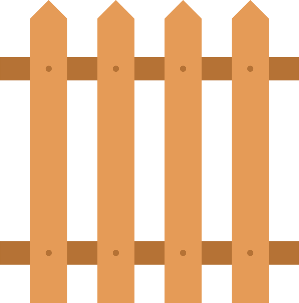 Wooden fence in flat style clip art png