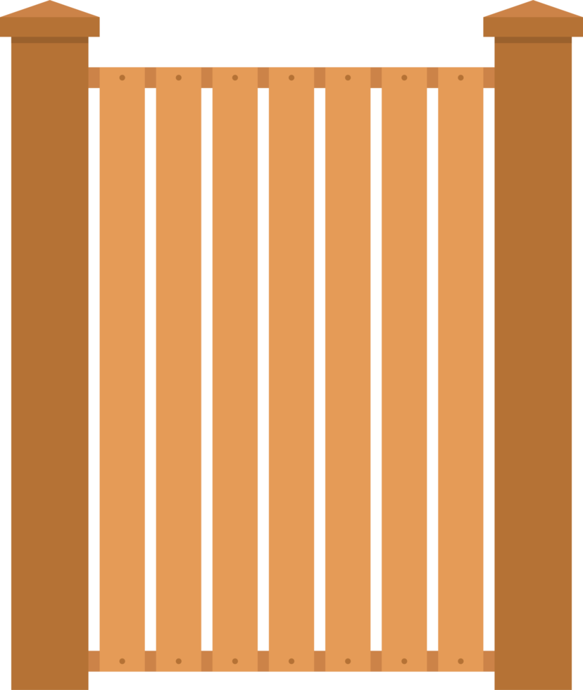 Wooden fence in flat style clip art png