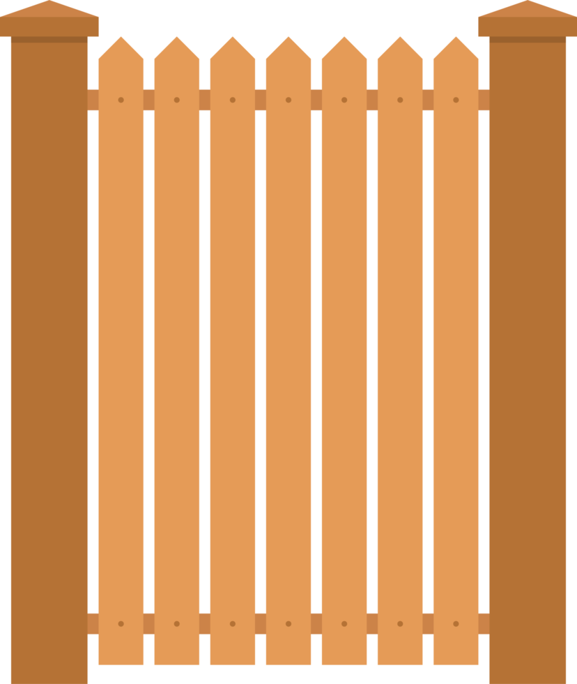 Wooden fence in flat style clip art png