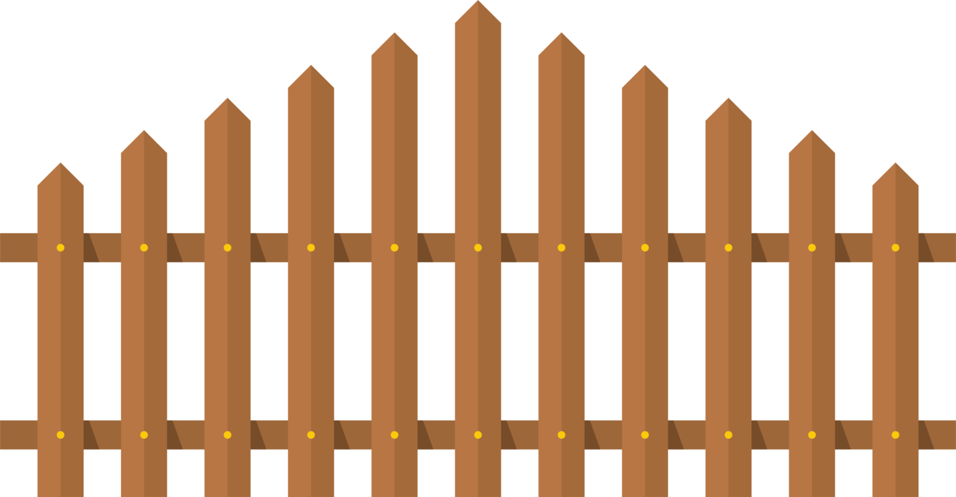 Wooden fence in flat style clip art png