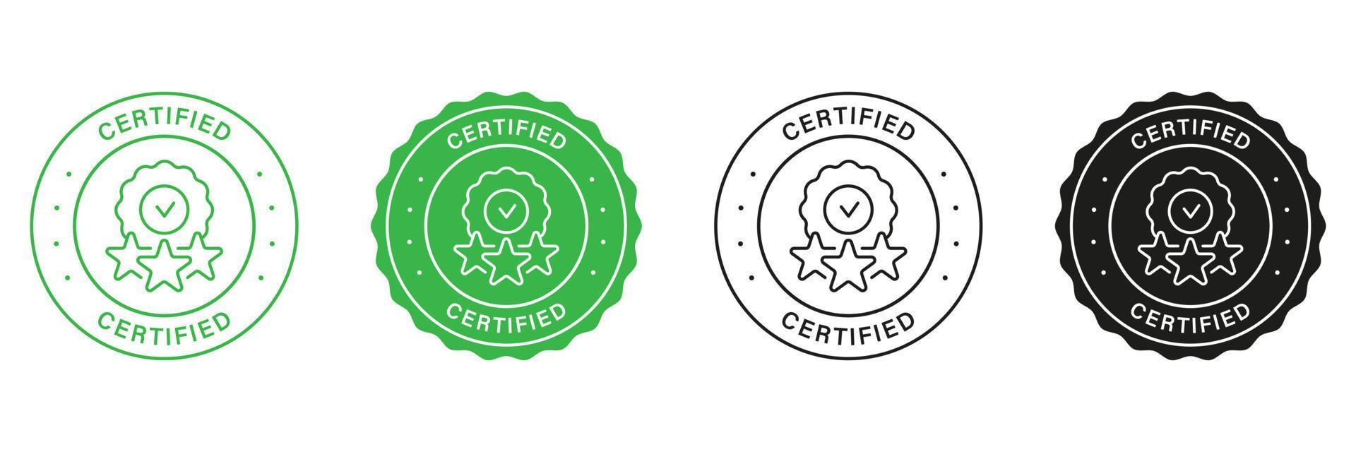 calidad garantía sello colocar. la seguridad Certificación verde y negro etiqueta. Certificación controlar pegatina certificado seguridad firmar certificado de origen sello garantizar icono. aislado vector ilustración.