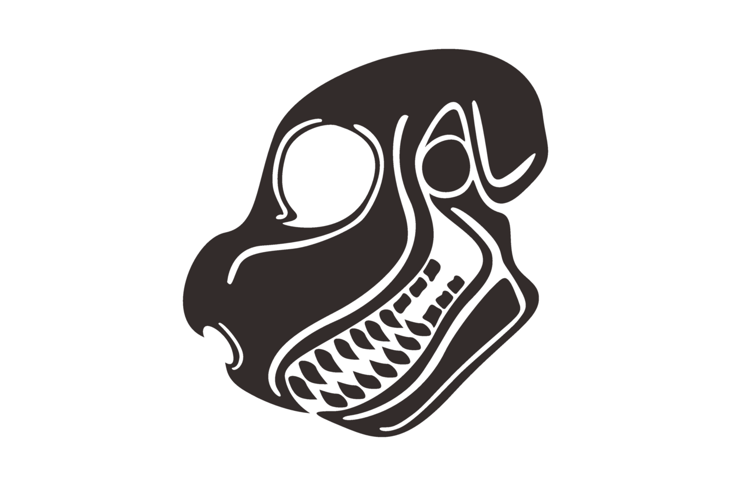 zwart draak hoofd schedel tatoeëren png