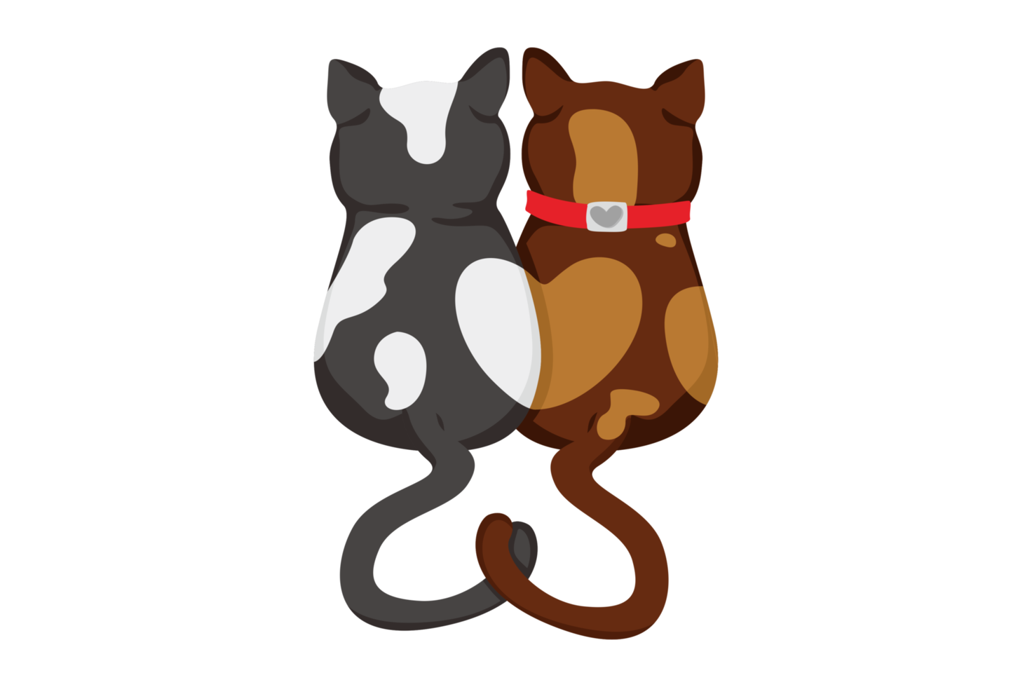 chat l'amour couple avec queues formant l'amour png
