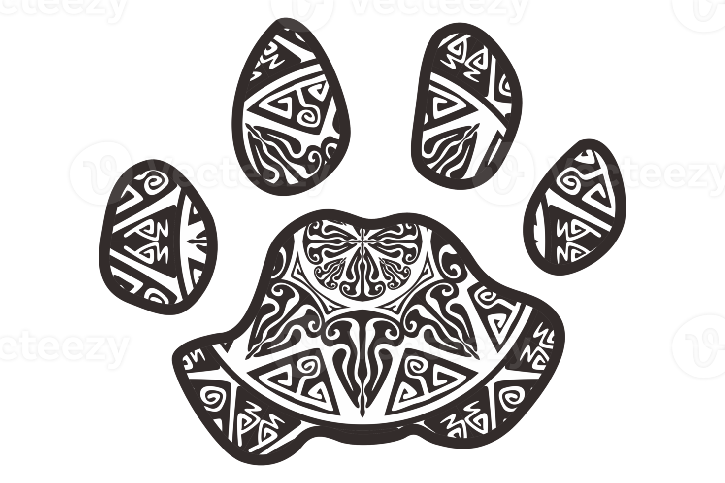 Hund und Katze Pfote Mandala Ornament Design png