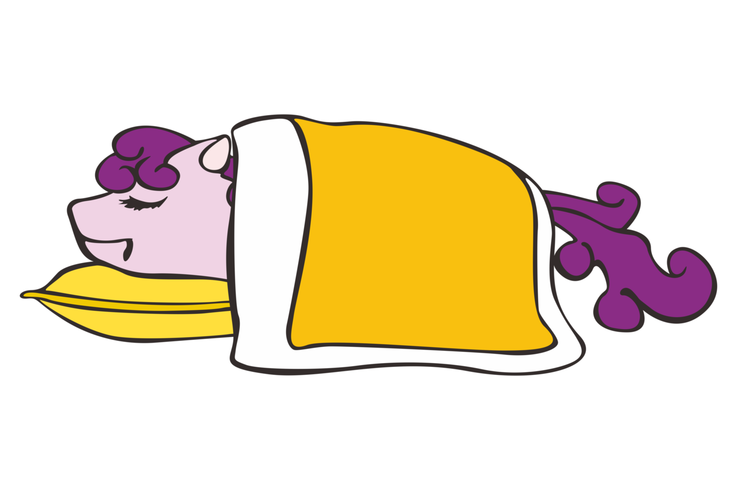 Cute Little Pony Horse Cartoon Character Sleeping png