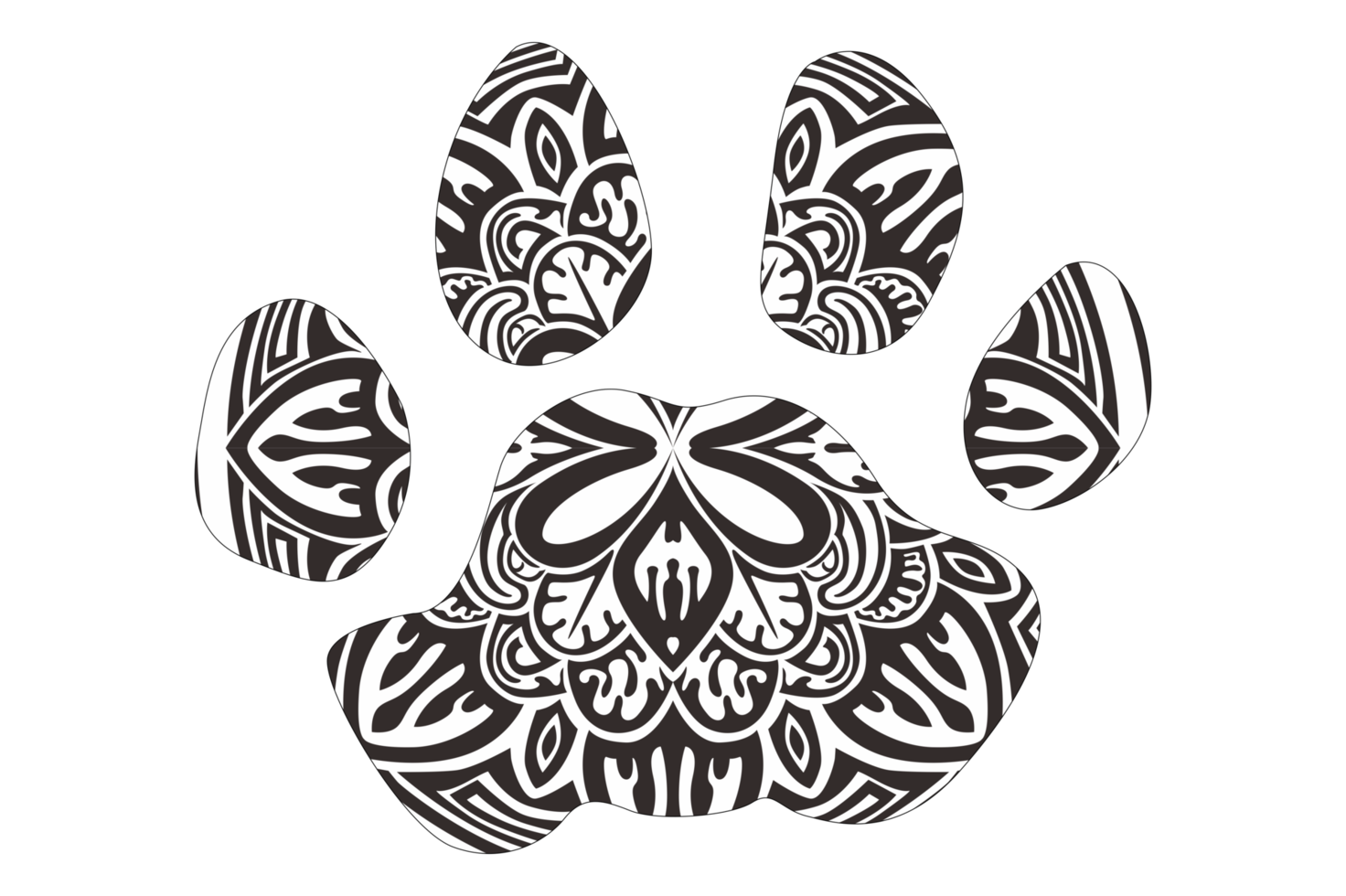 perro y gato pata mandala ornamento diseño png