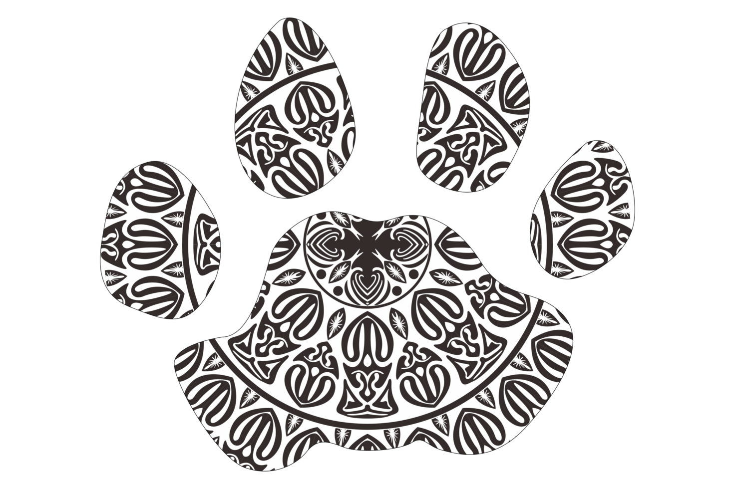 hund och katt Tass mandala prydnad design png