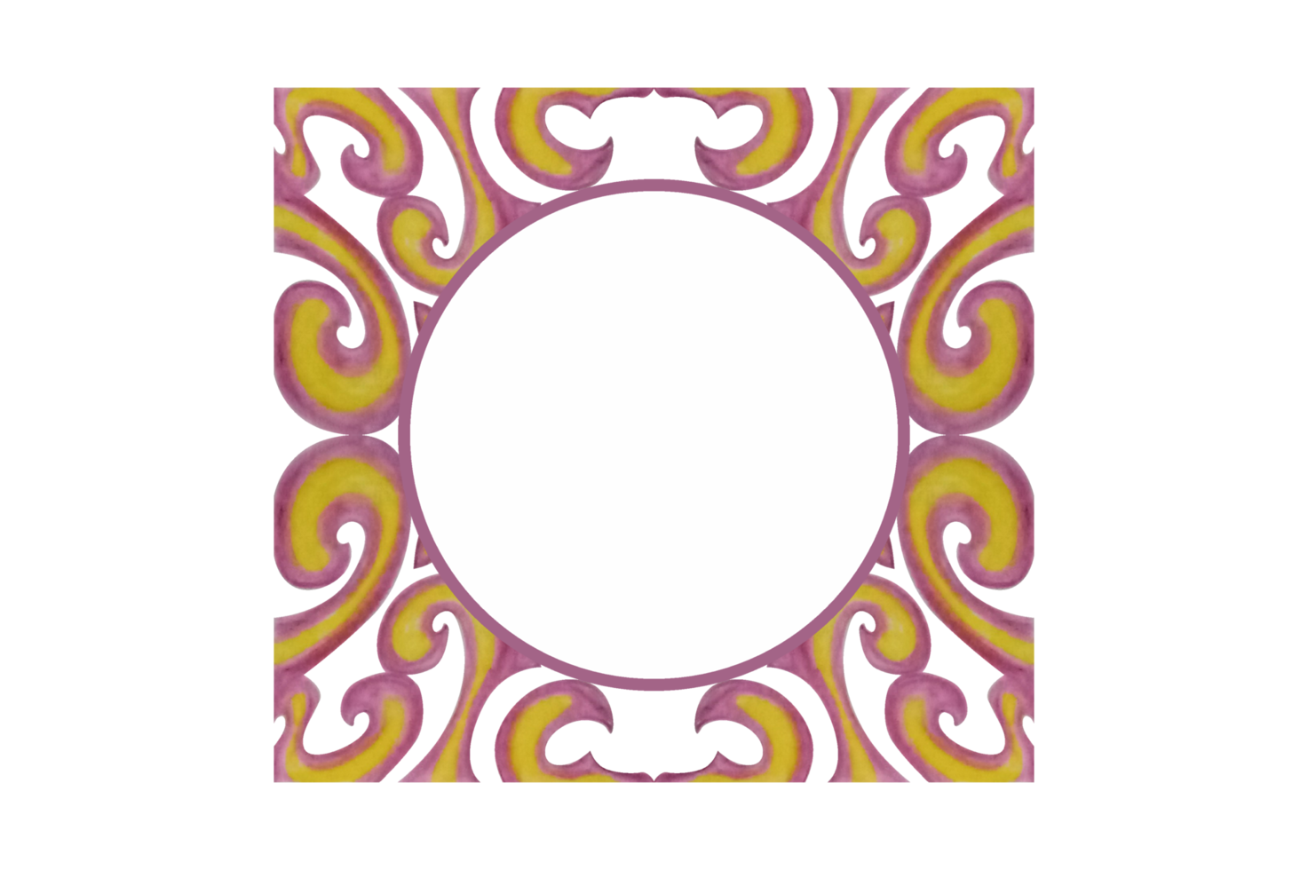 Yellow And Purple Swirl Ornament Border Design png