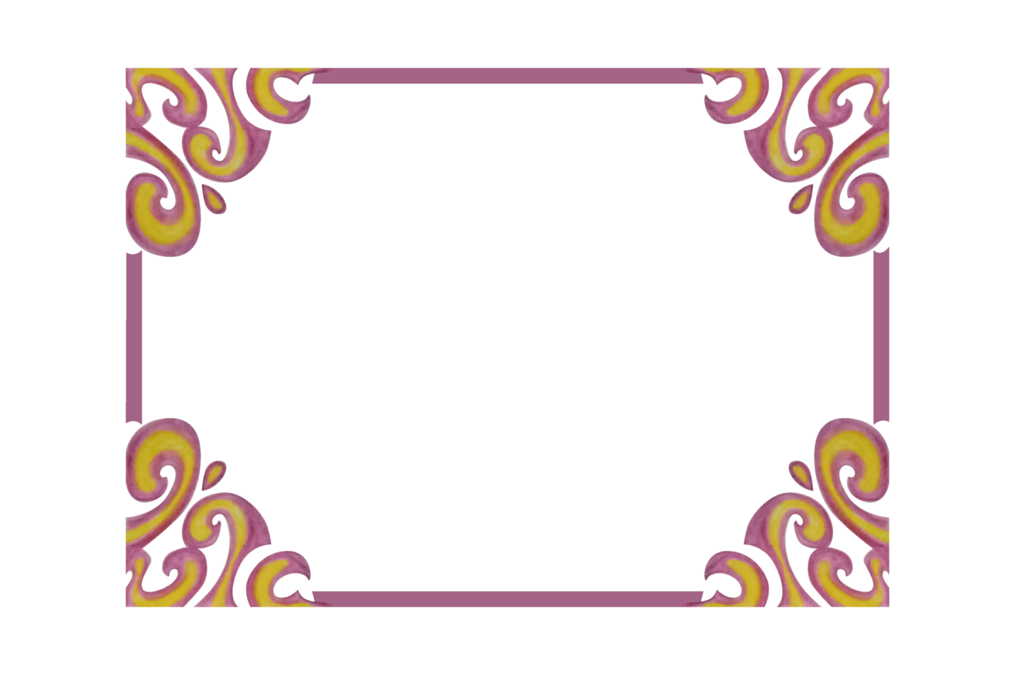 Yellow And Purple Swirl Ornament Border Design png