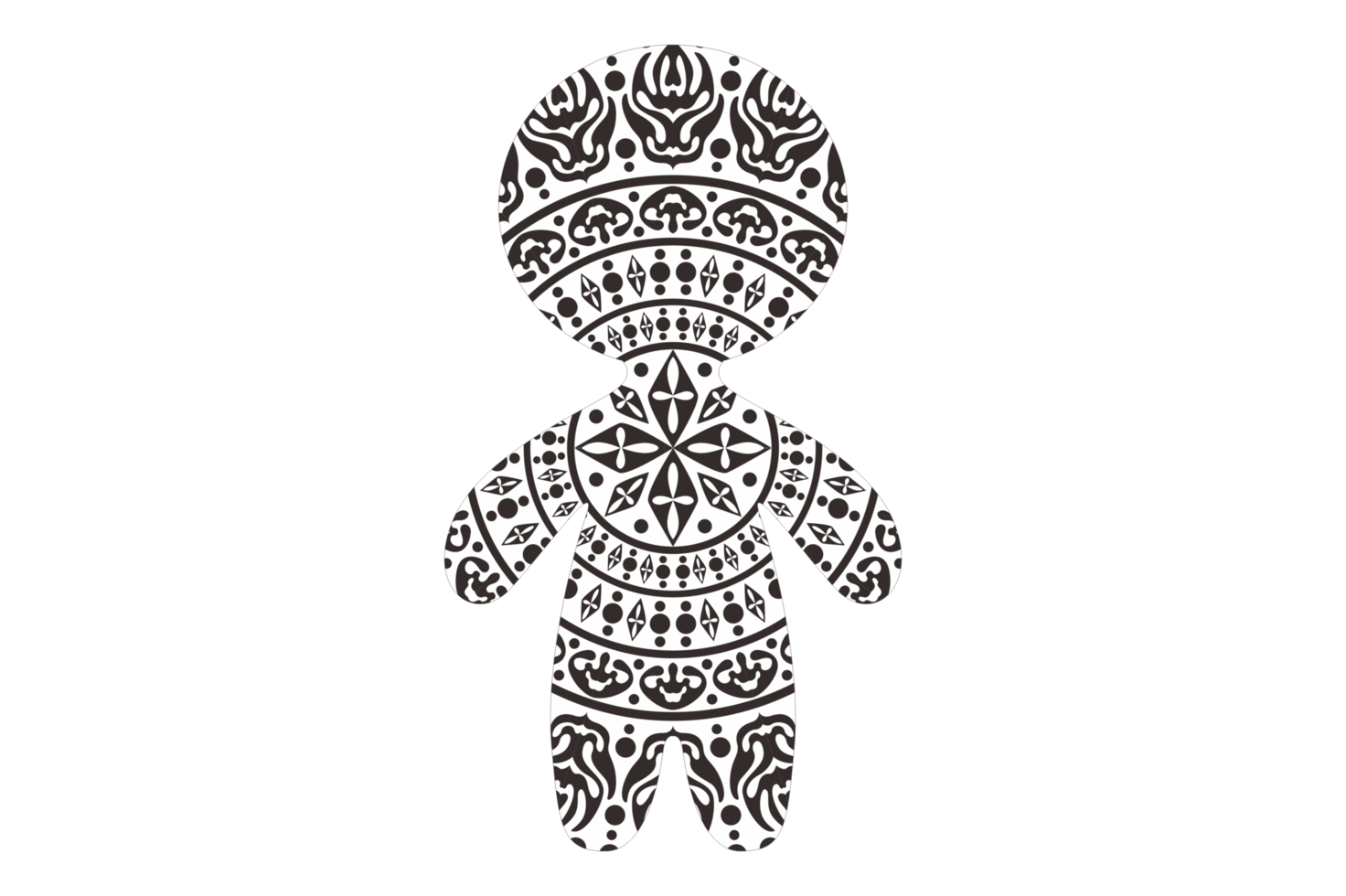 Mandala Ornament Gingerbread Person Shaped png