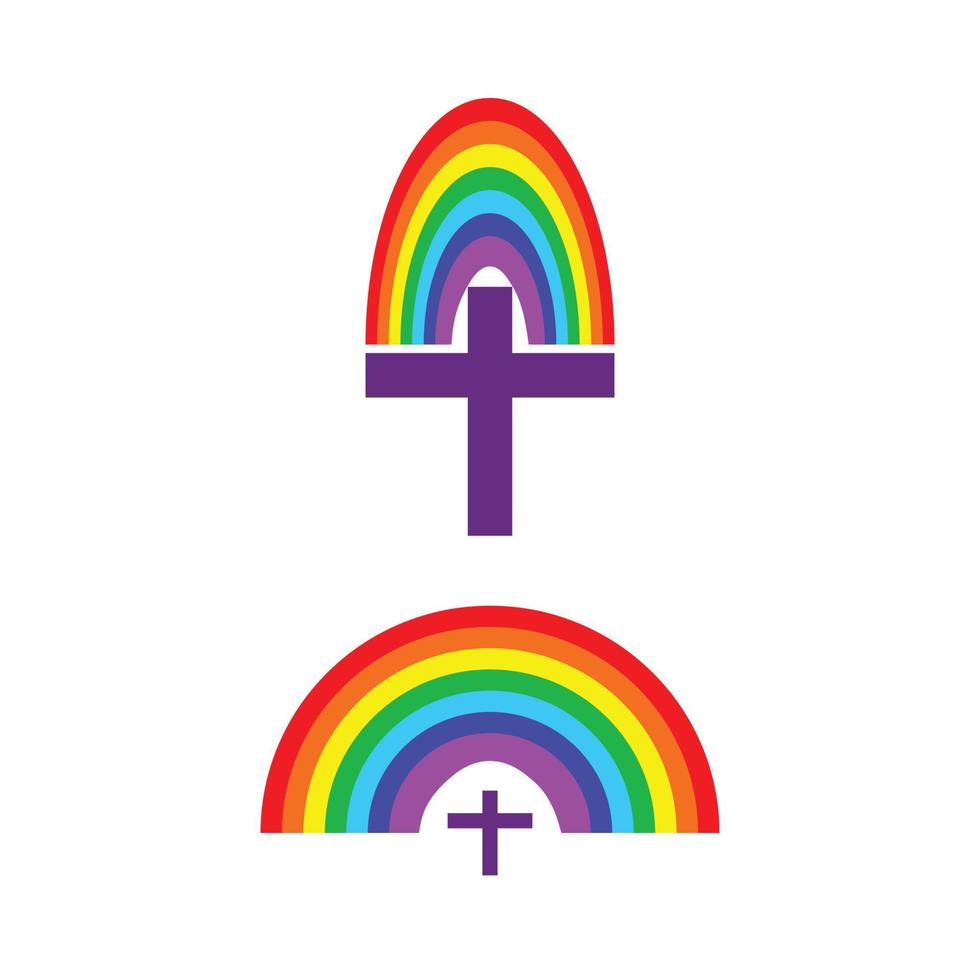 conjunto de dos arco iris cruzar íconos aislado en blanco antecedentes vector