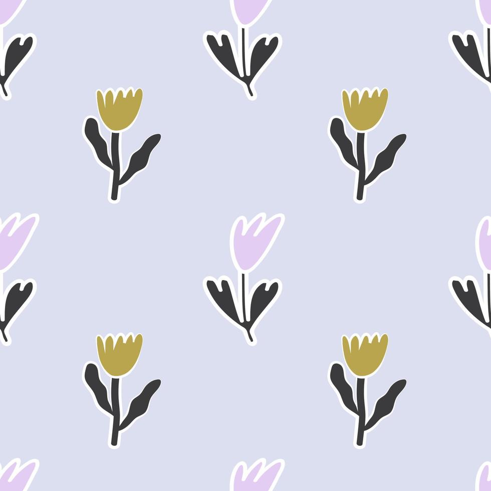 Stylized flowers on a light blue background seamless pattern.Floral ornament for textile, fabric, wrapping paper and other materials. vector
