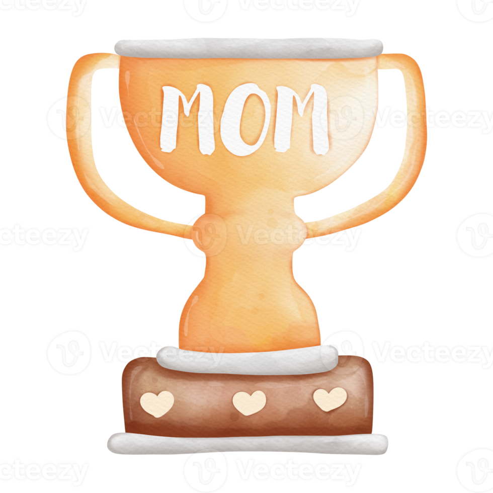 watercolor trophy, gold winner cup, Mother's Day Element, Hand Drawn Illustration png