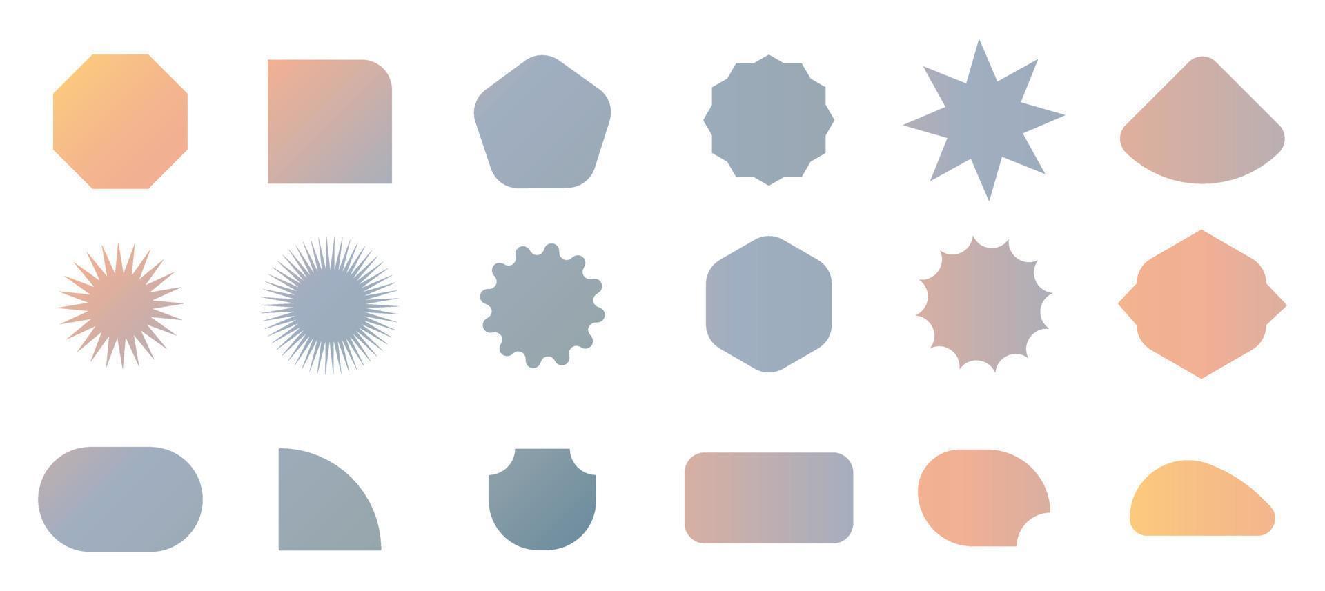 Geometric shapes gradient silhouette icon set. Outline cartoon abstract blank template vector