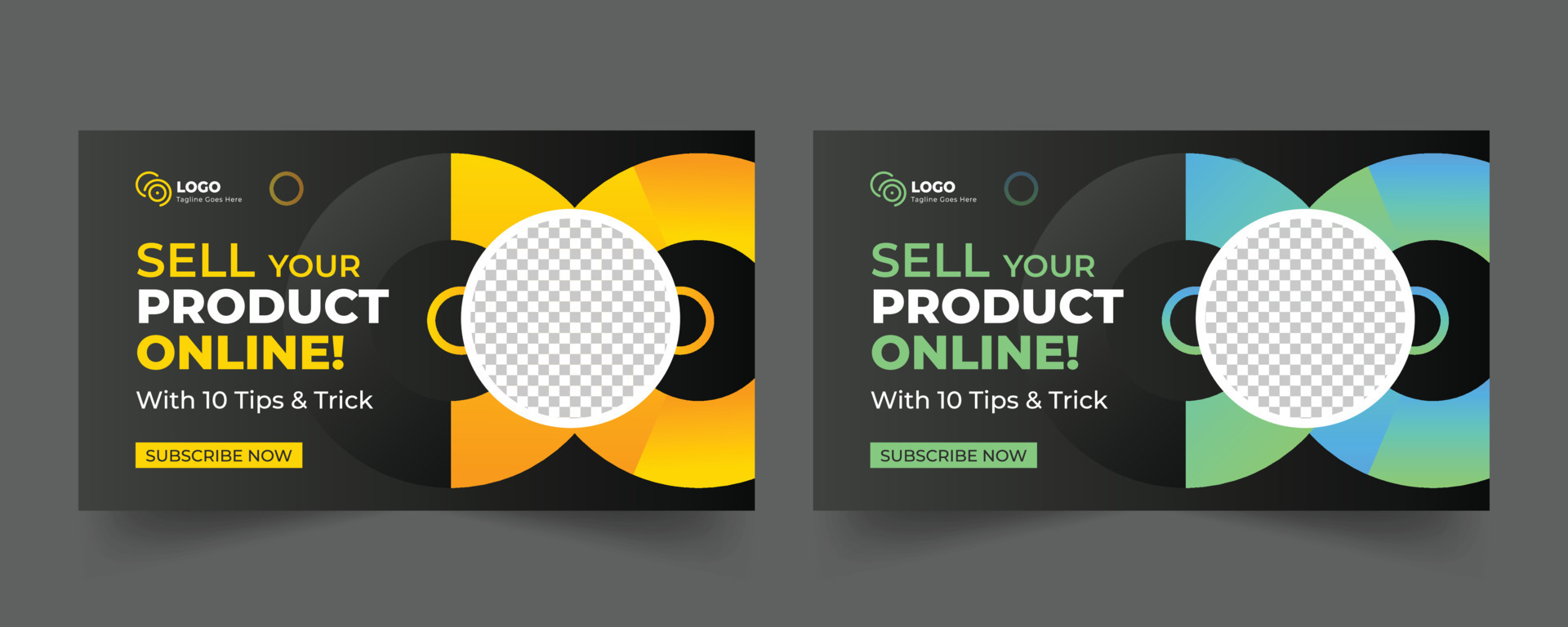 YouTube video thumbnail and web banner template design for online