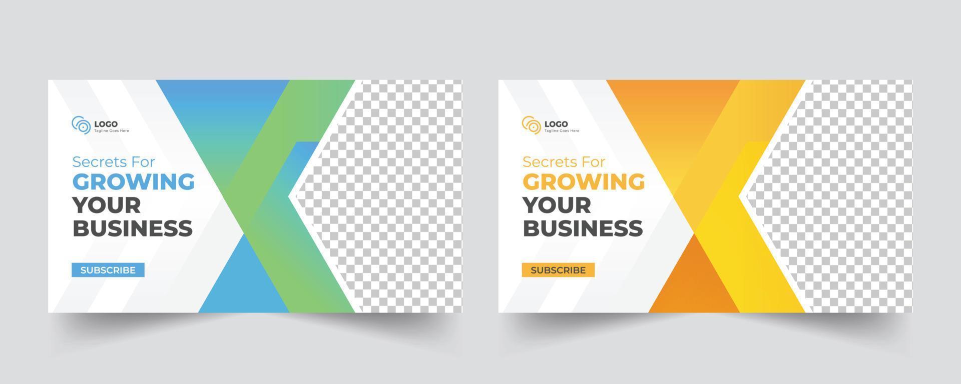 Business promotion web banner template and social media thumbnail design template. Video thumbnail design vector