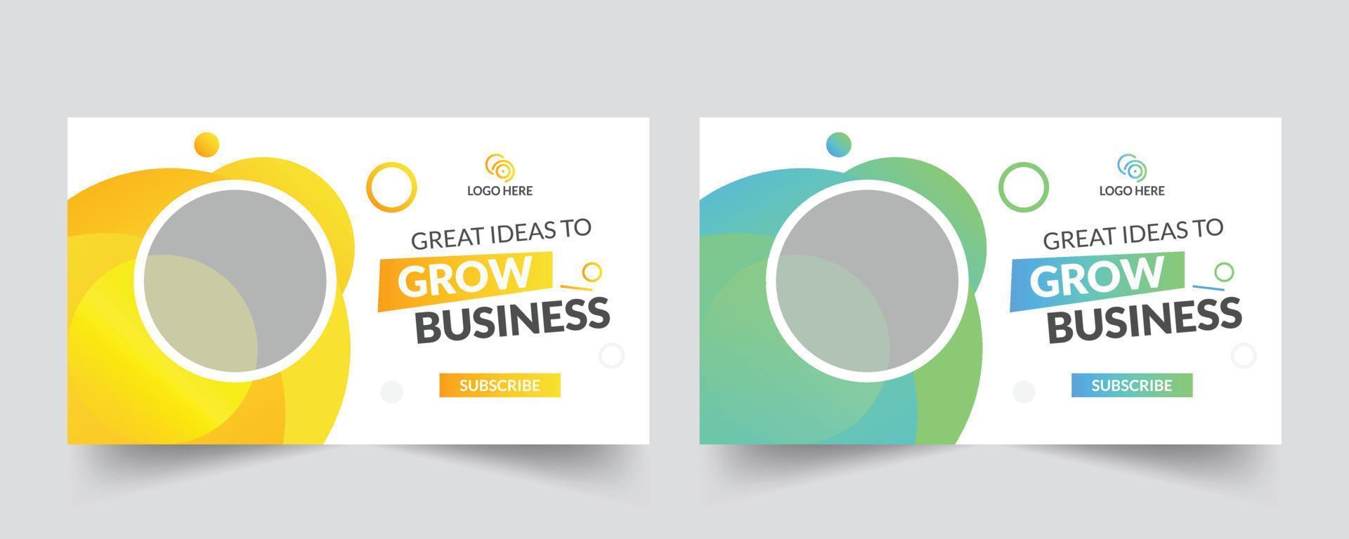Business social media video thumbnail and social media web banner template for great business ideas vector