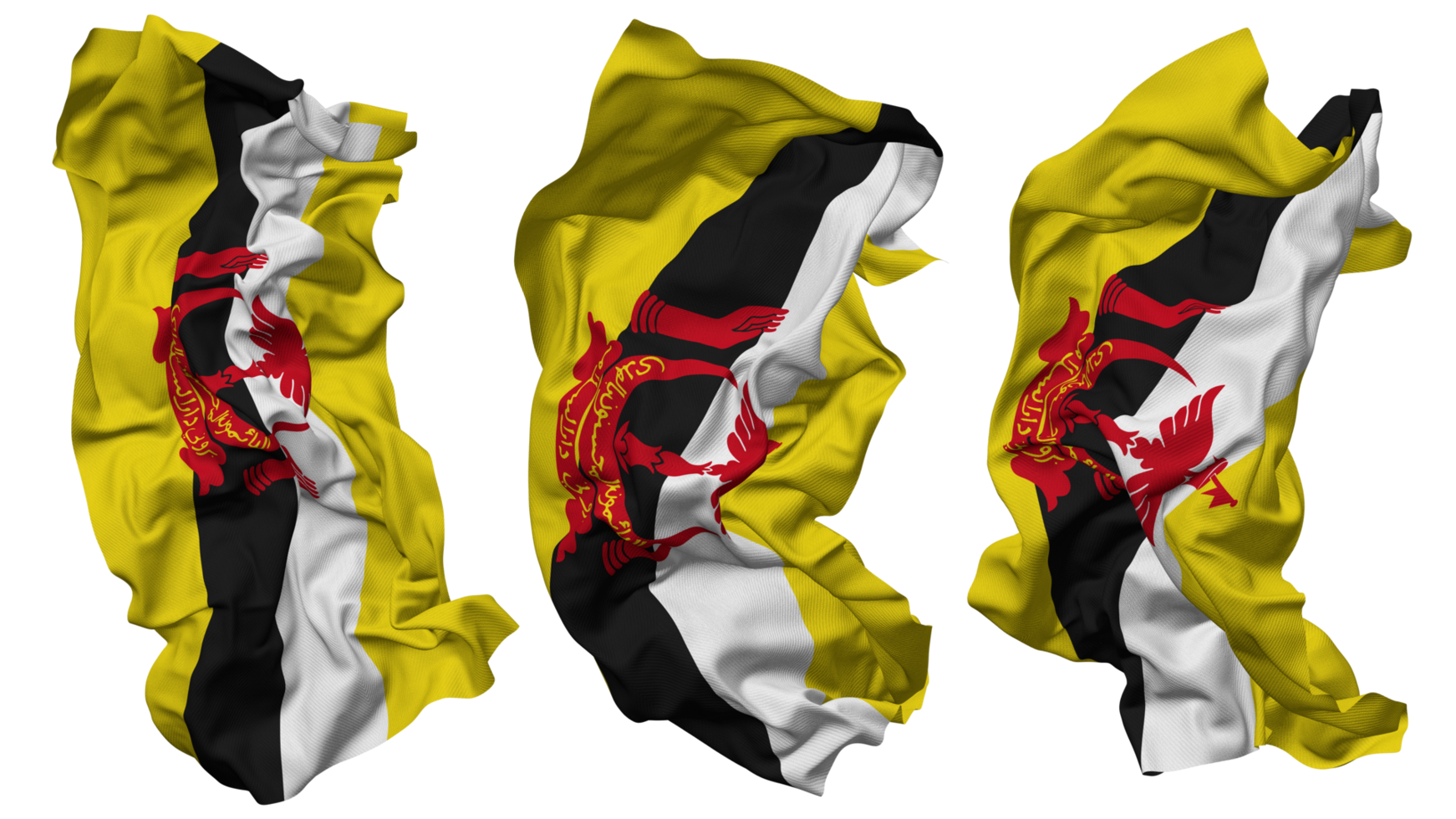 Brunei Flag Waves Isolated in Different Styles with Bump Texture, 3D Rendering png