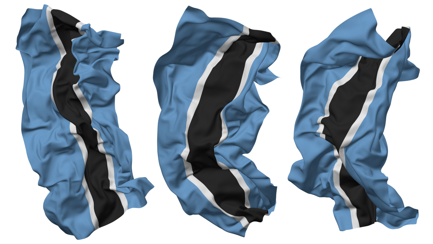 Botswana Flag Waves Isolated in Different Styles with Bump Texture, 3D Rendering png