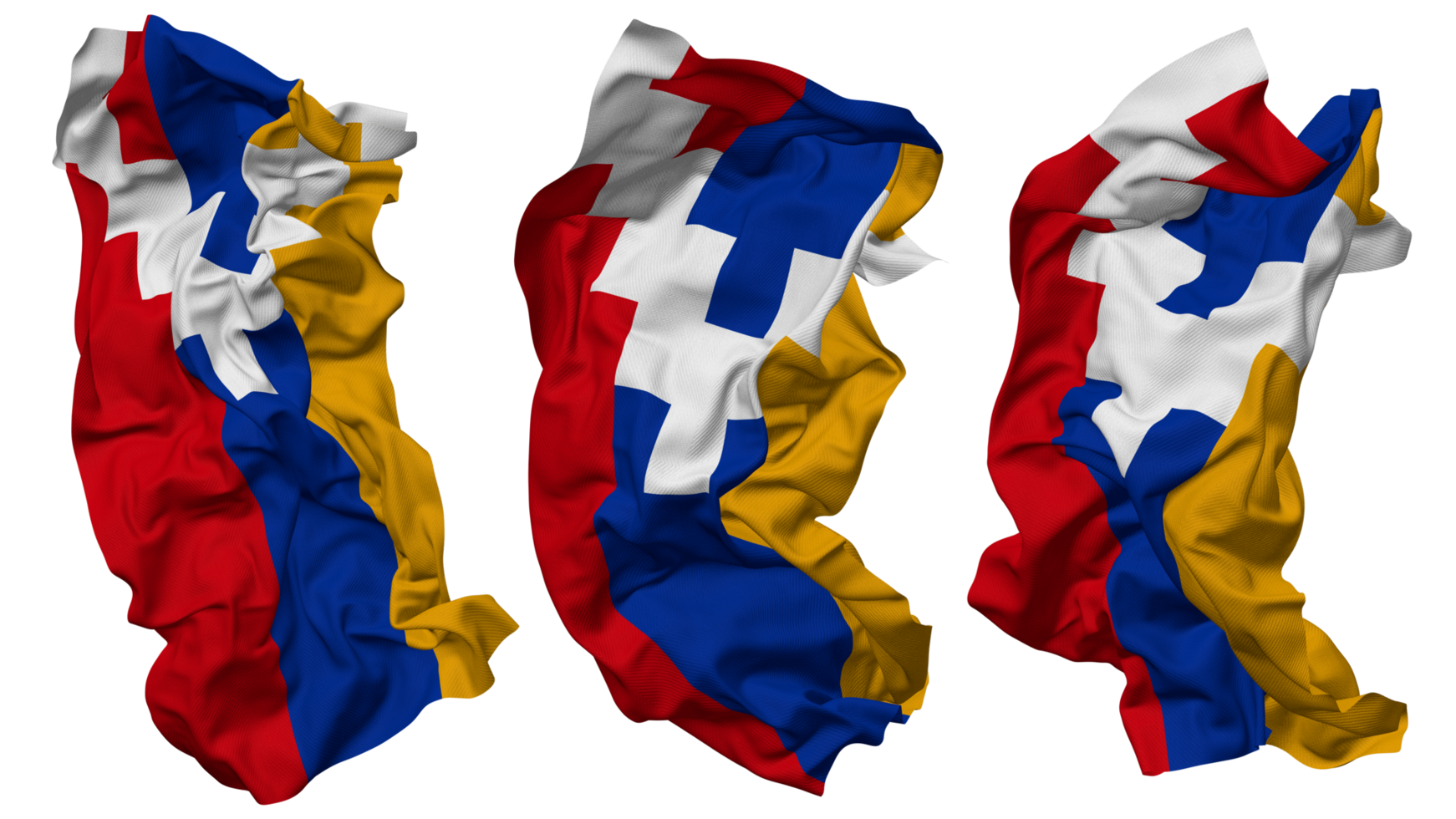 Republic of Artsakh Flag Waves Isolated in Different Styles with Bump Texture, 3D Rendering png