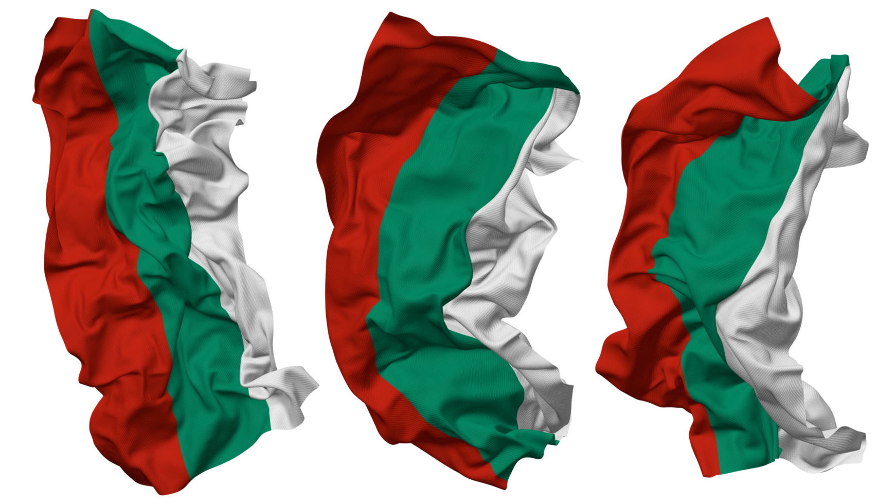 Bulgaria Flag Waves Isolated in Different Styles with Bump Texture, 3D Rendering png