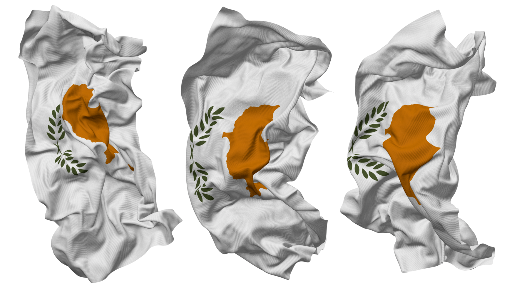 Cyprus Flag Waves Isolated in Different Styles with Bump Texture, 3D Rendering png