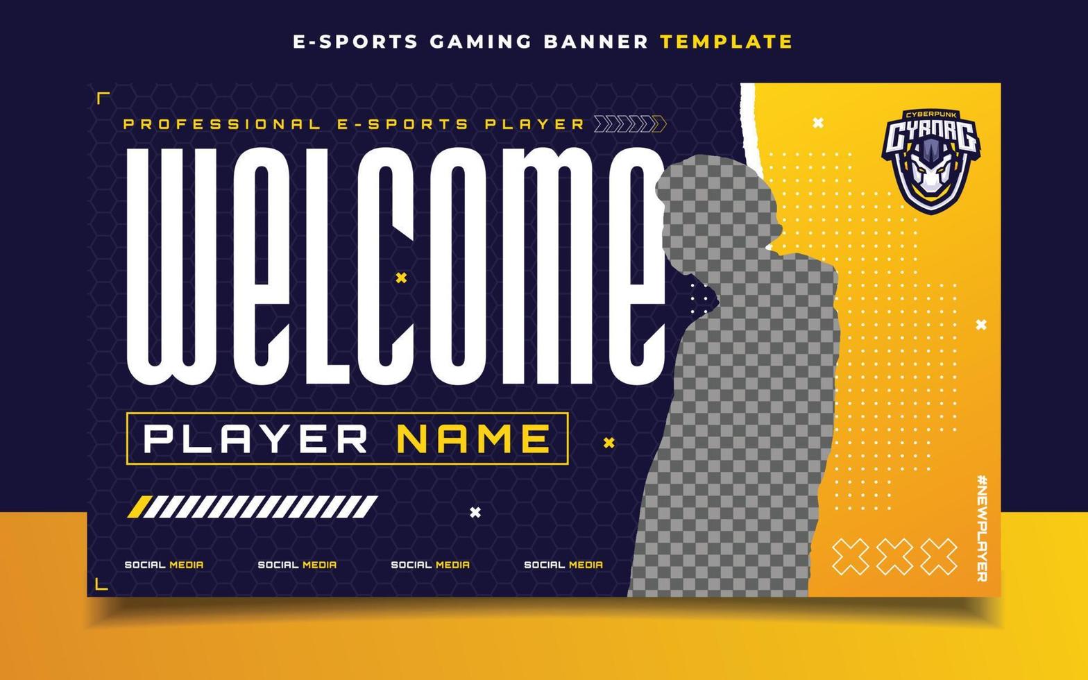 Welcome New Player E-sports Gaming Banner Template for Social Media Flyer vector