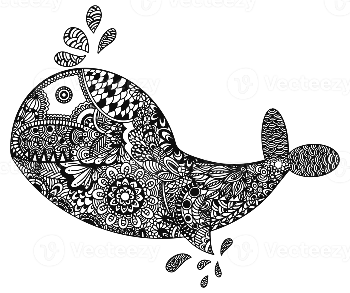 Fish line art design tribal pattern png