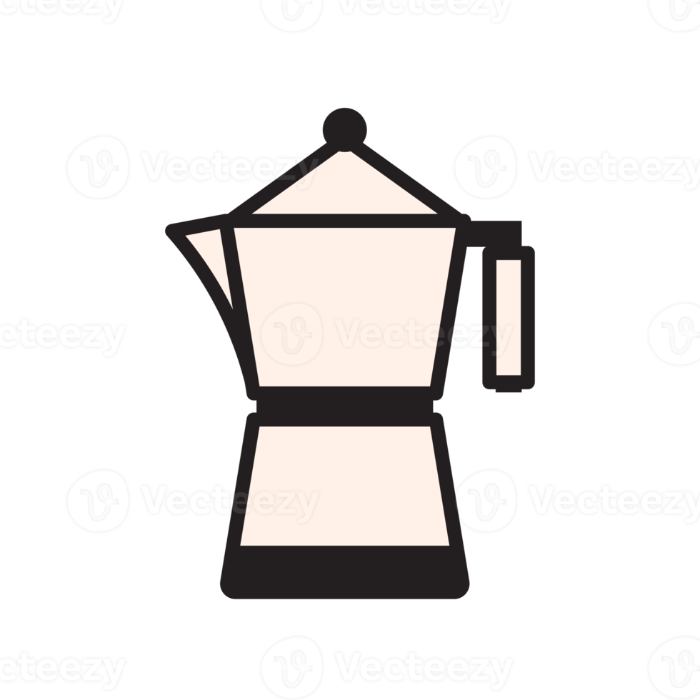 Coffee moka pot flat style png