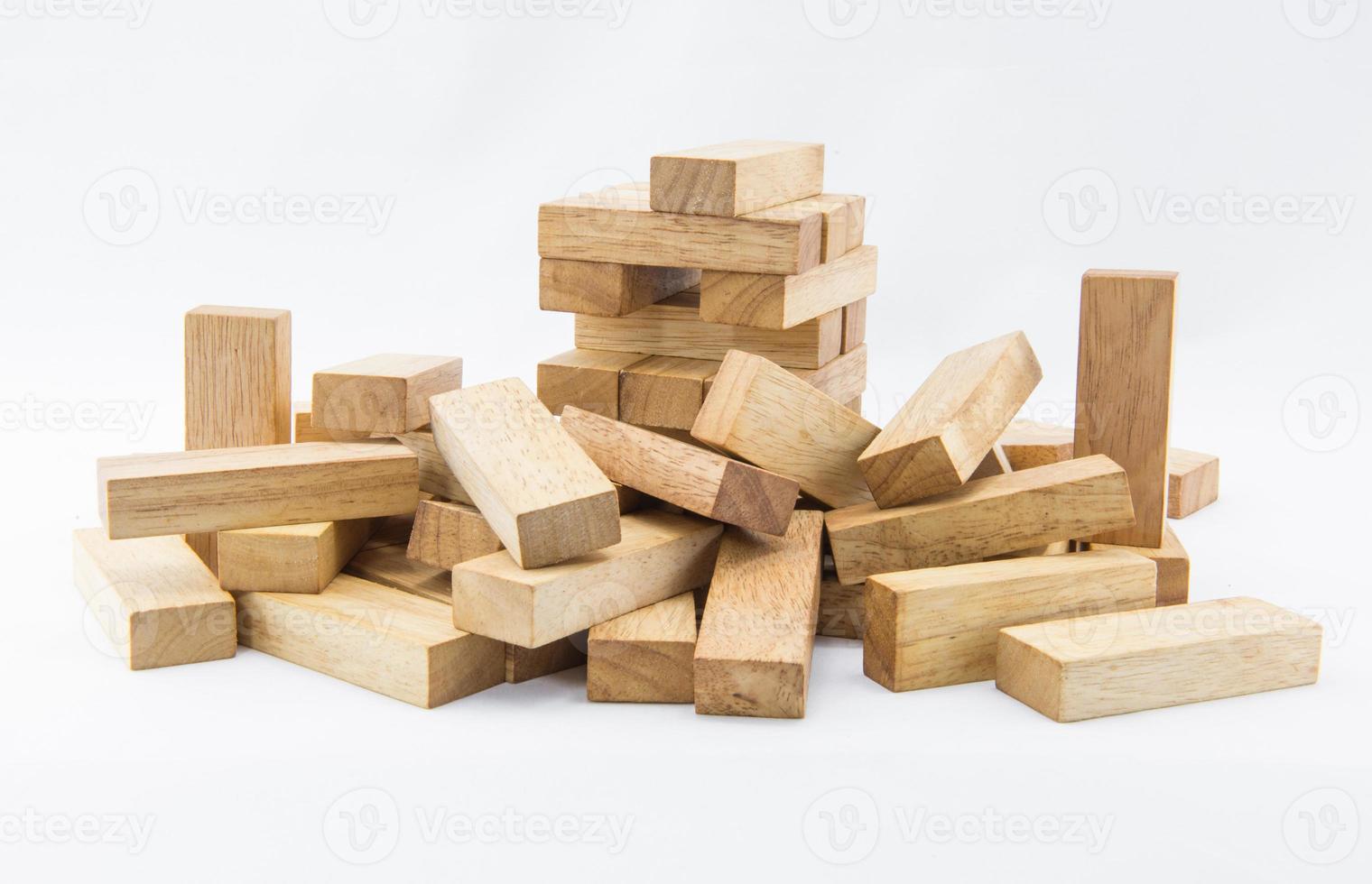 Blocks of wood isolated on white background photo