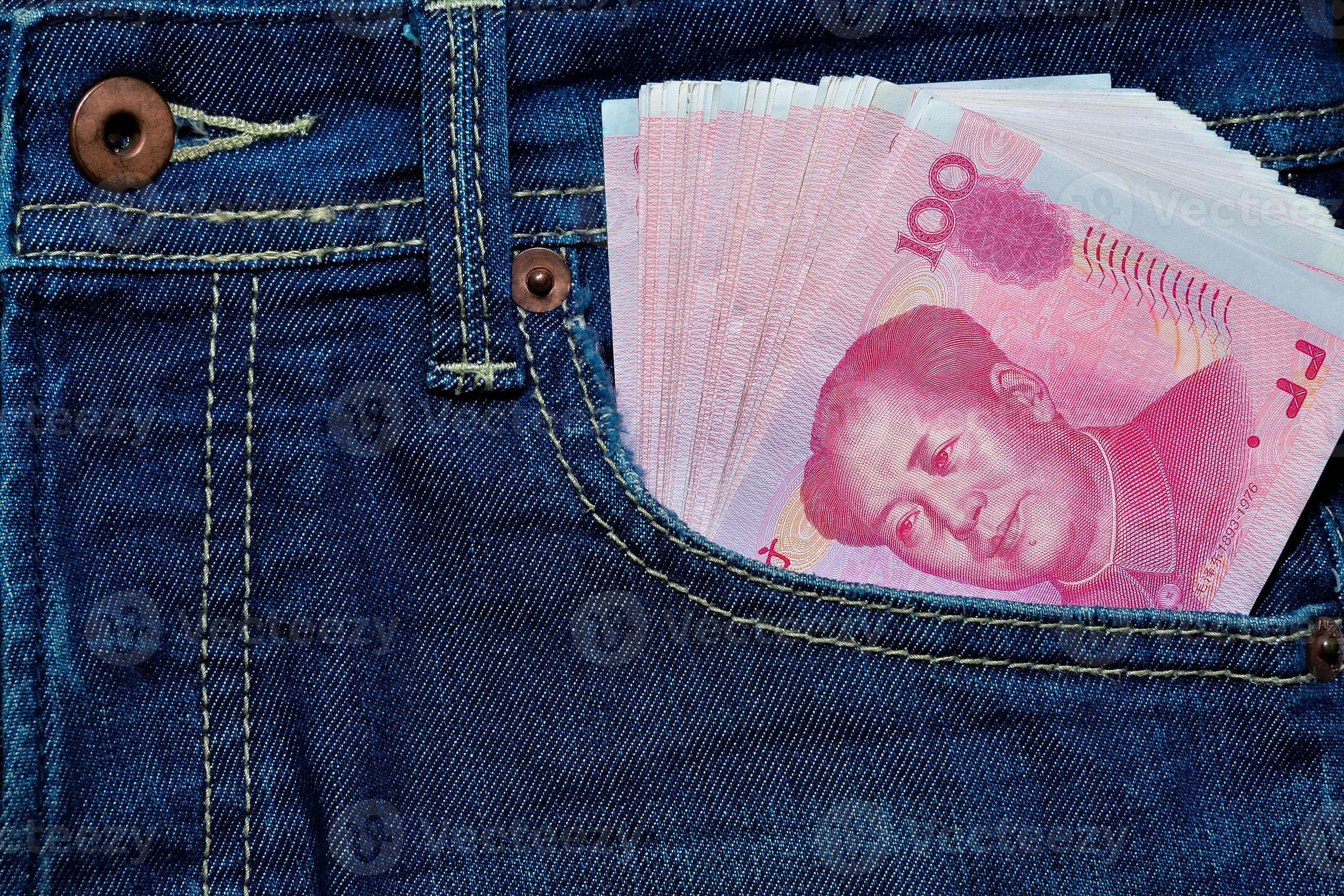 Yuan Or RMB In Jean s Pocket Chinese Currency 21977731 Stock Photo At 