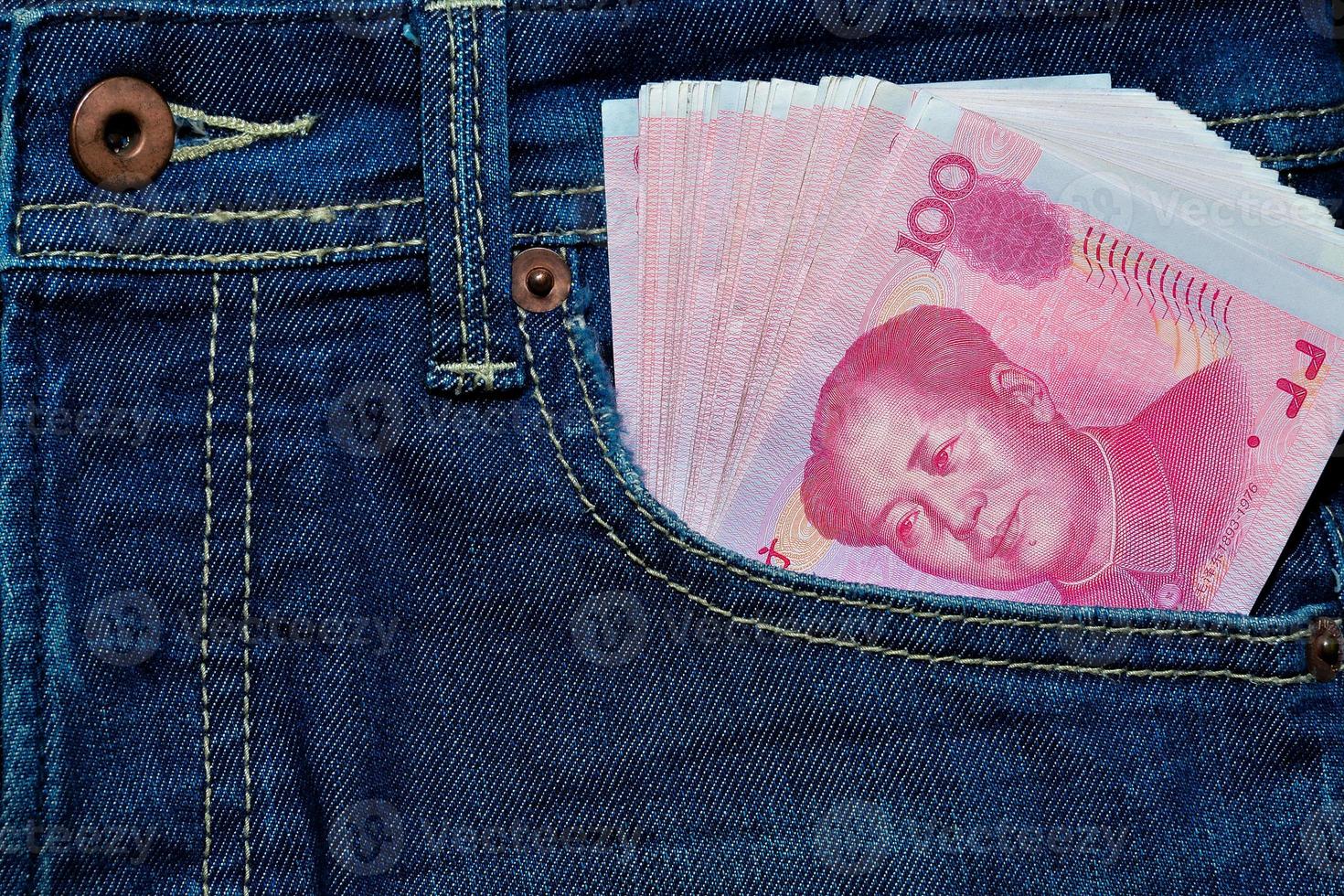 Yuan or RMB in Jean's pocket, Chinese Currency photo