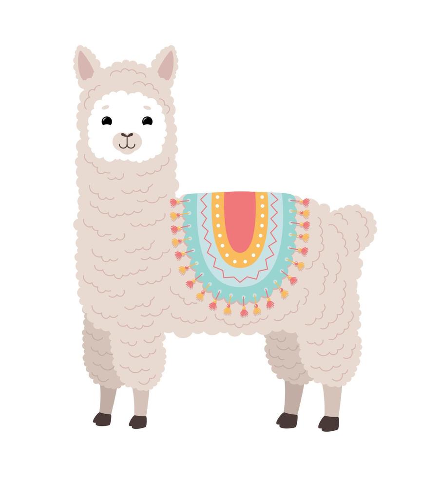 The character. Alpaca with a cape on the back. Vector illustration
